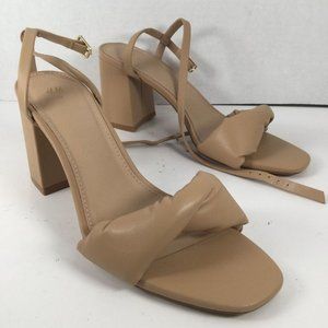 H&M Heeled Sandals Women Size 7 Brown Tan Twisted Adjustable Ankle Straps